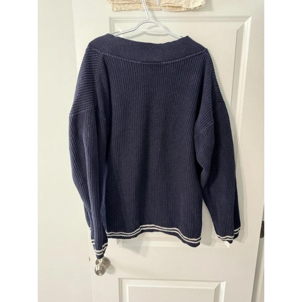 Vintage 1990’s Dockers Levi’s Navy Blue Knit Sweater | Large | 100% Cotton